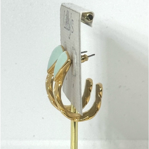 Vintage Gold & Mint Enamel Drop Earrings by Lilly’s - Classic & Elegant … - Picture 5 of 10